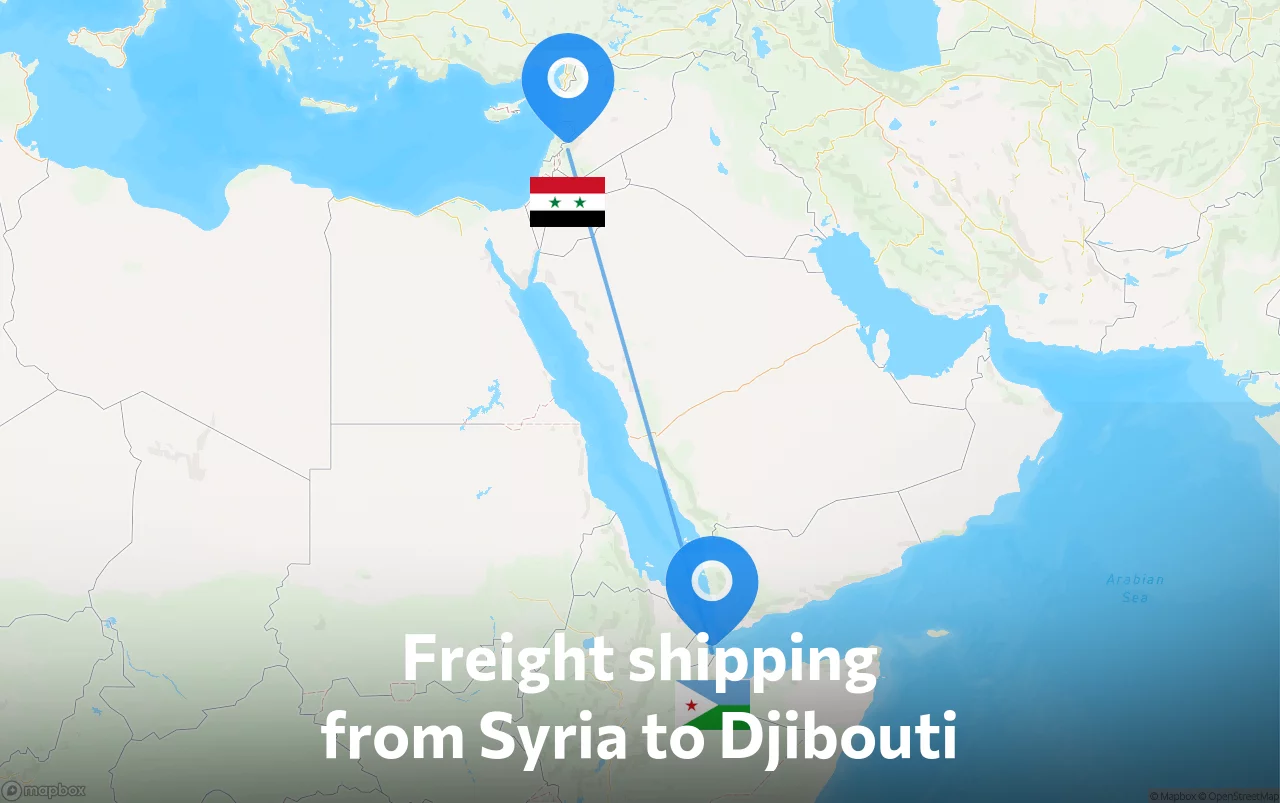 Shipping route from Syria to Djibouti
