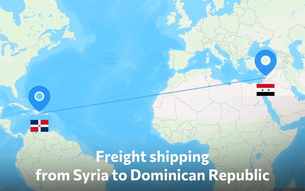 Shipping route from Syria to Dominican Republic
