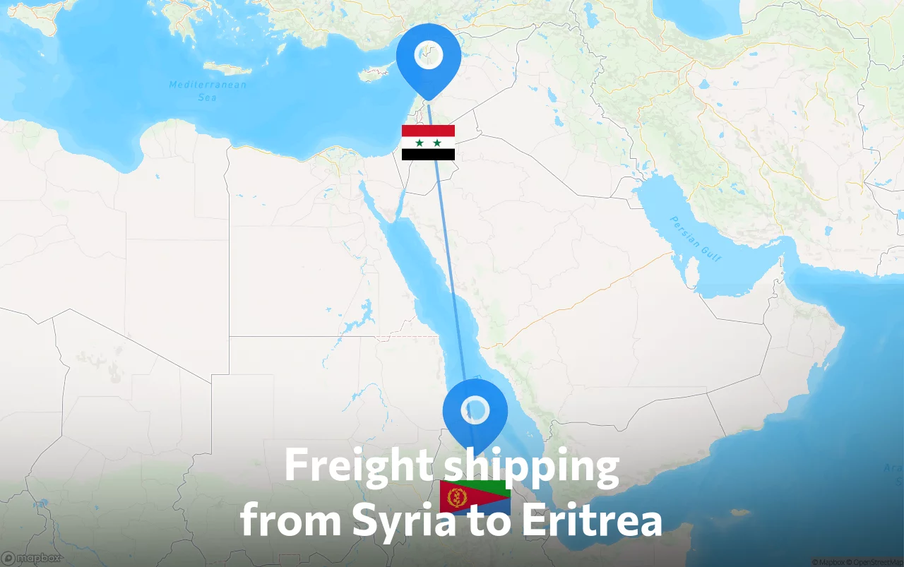 Shipping route from Syria to Eritrea