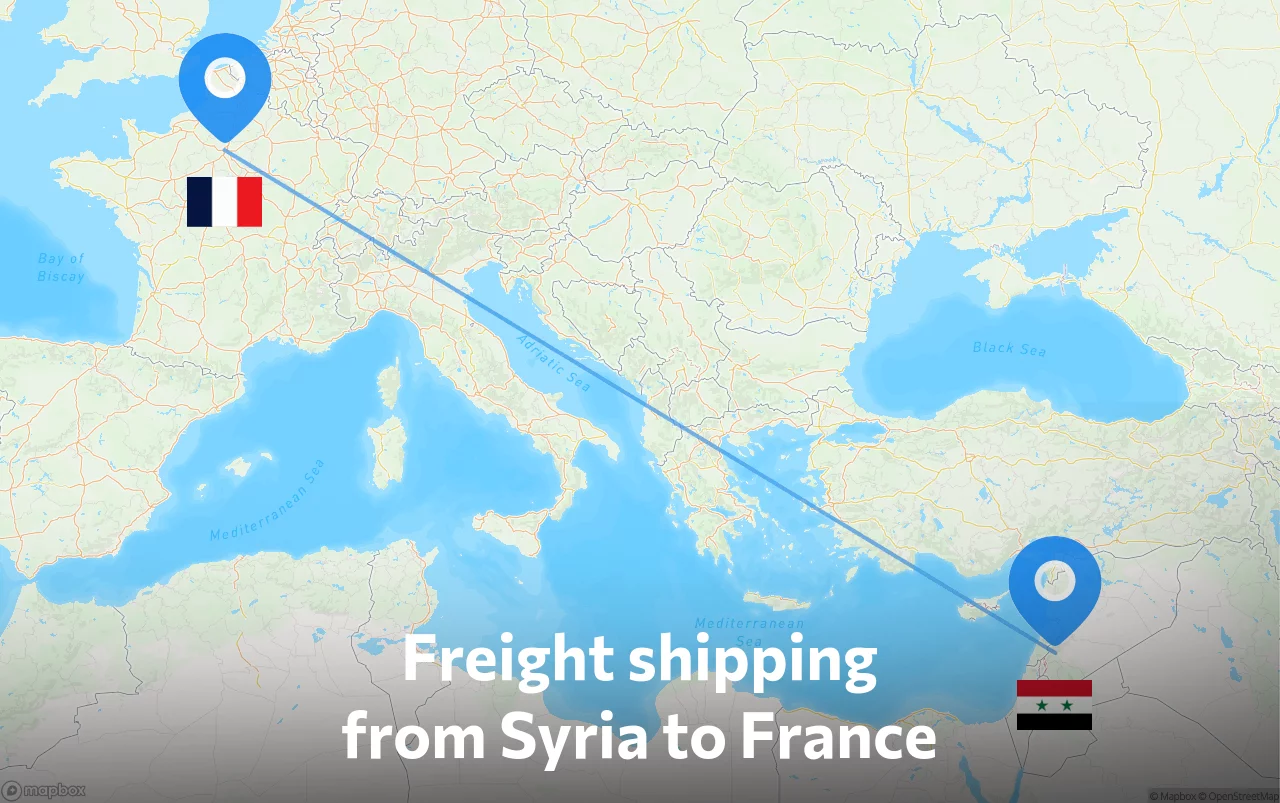 Shipping route from Syria to France