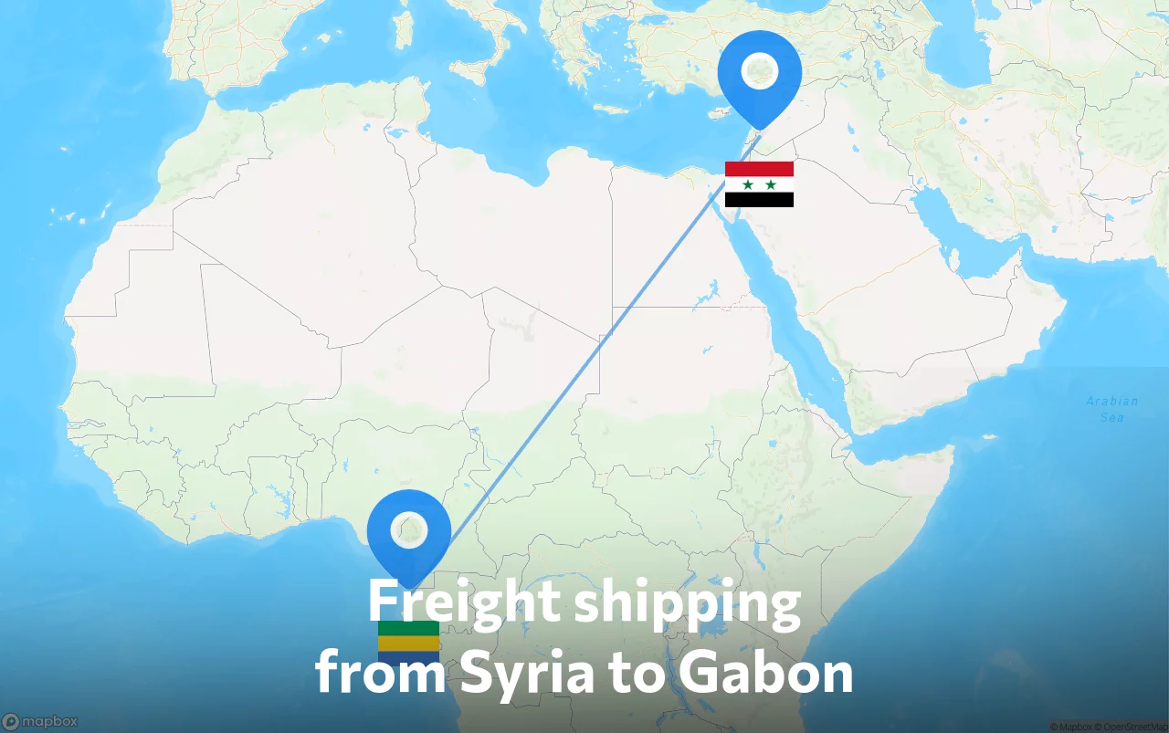 Shipping route from Syria to Gabon