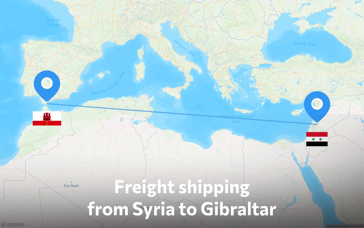 Shipping route from Syria to Gibraltar