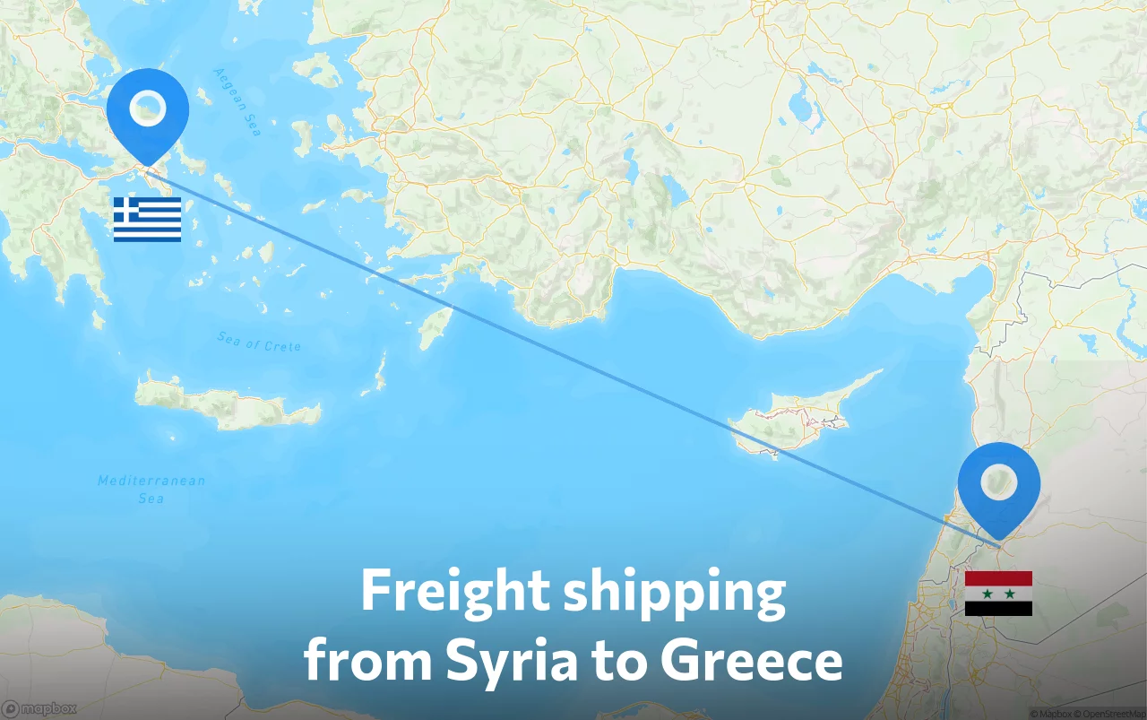 Shipping route from Syria to Greece