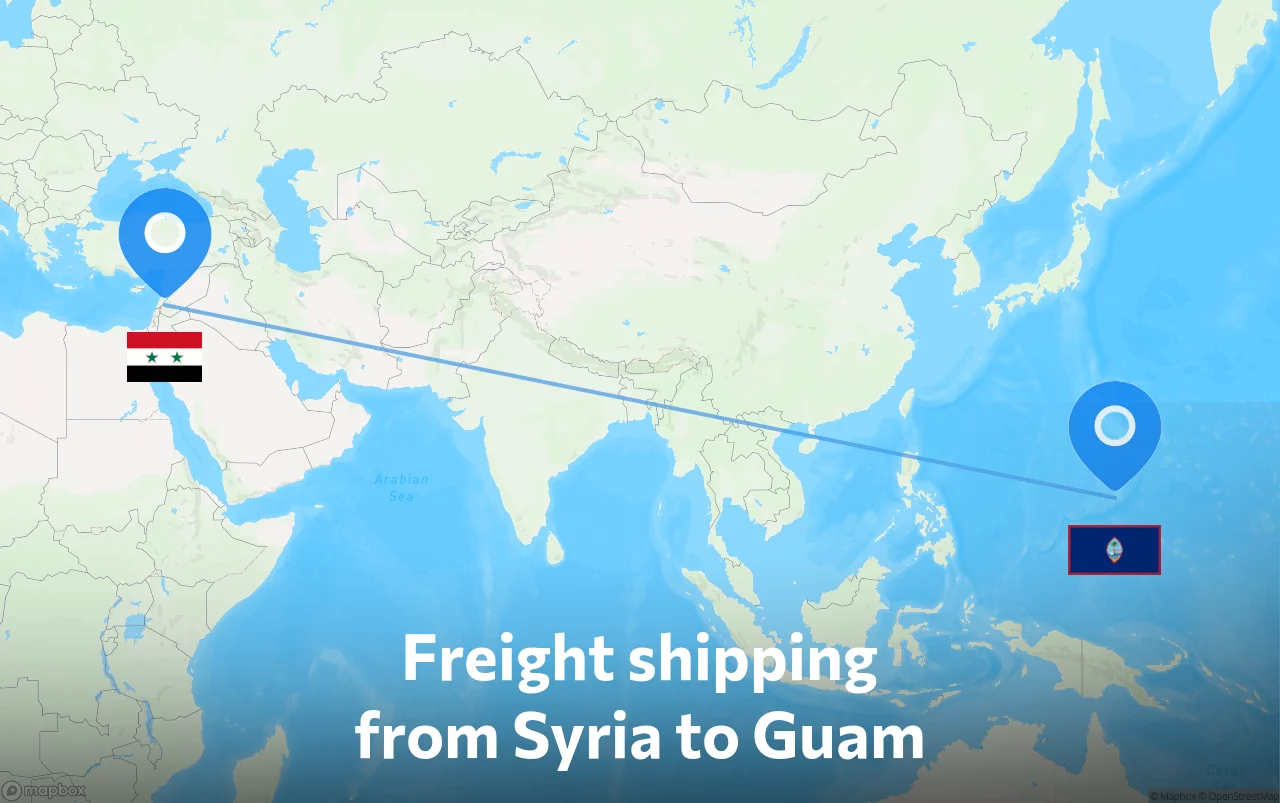 Shipping route from Syria to Guam