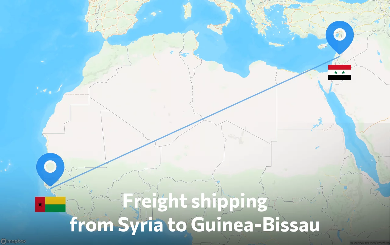 Shipping route from Syria to Guinea-Bissau