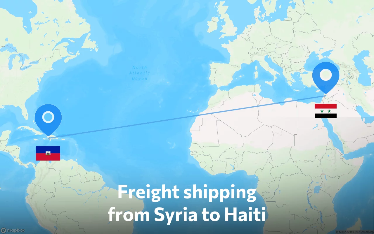 Shipping route from Syria to Haiti