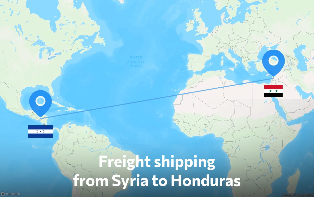 Shipping route from Syria to Honduras