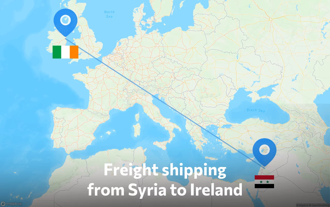Shipping route from Syria to Ireland