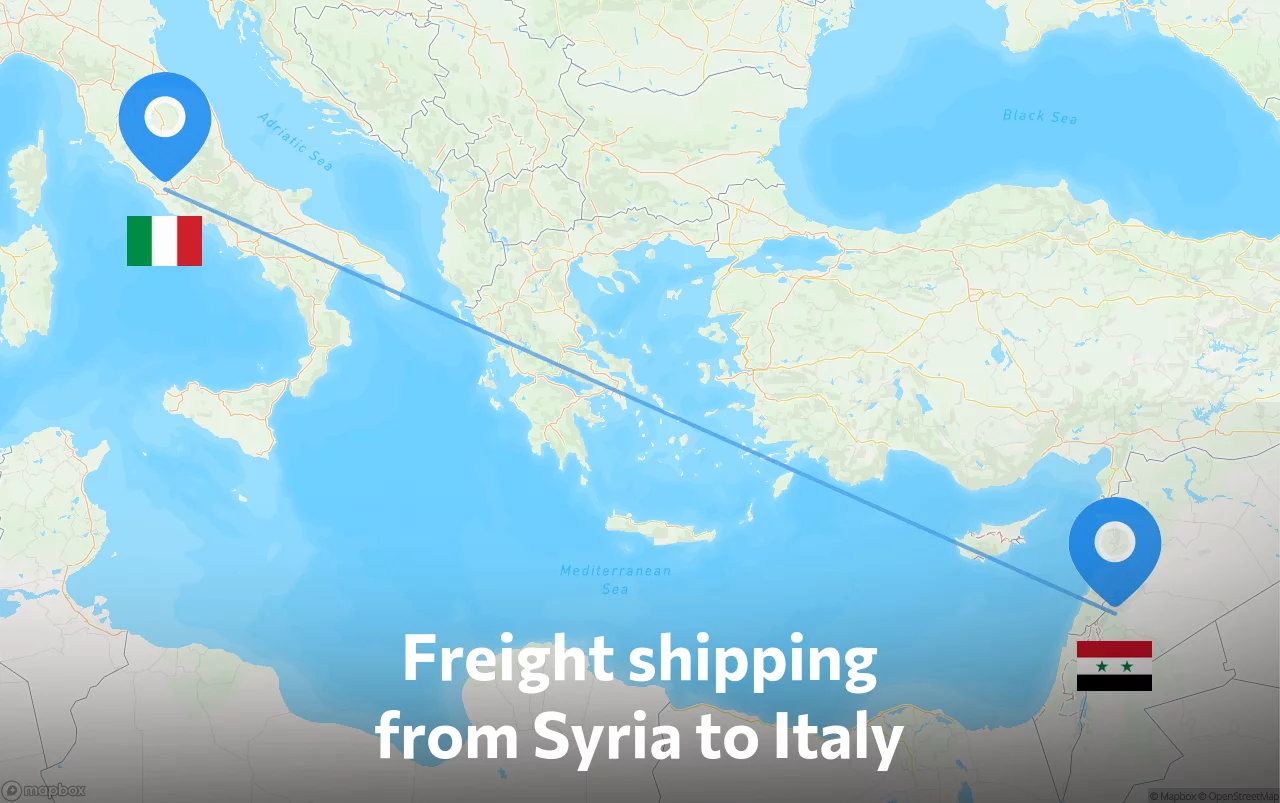Shipping route from Syria to Italy