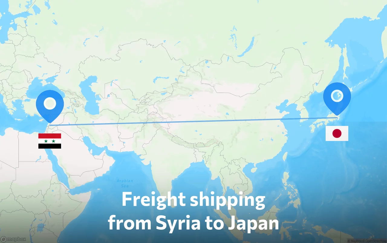Shipping route from Syria to Japan