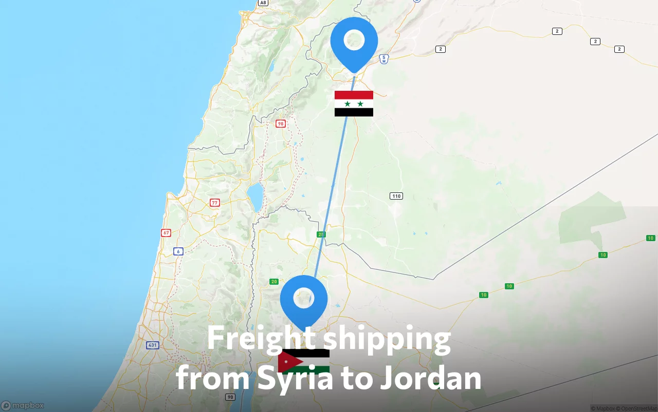 Shipping route from Syria to Jordan
