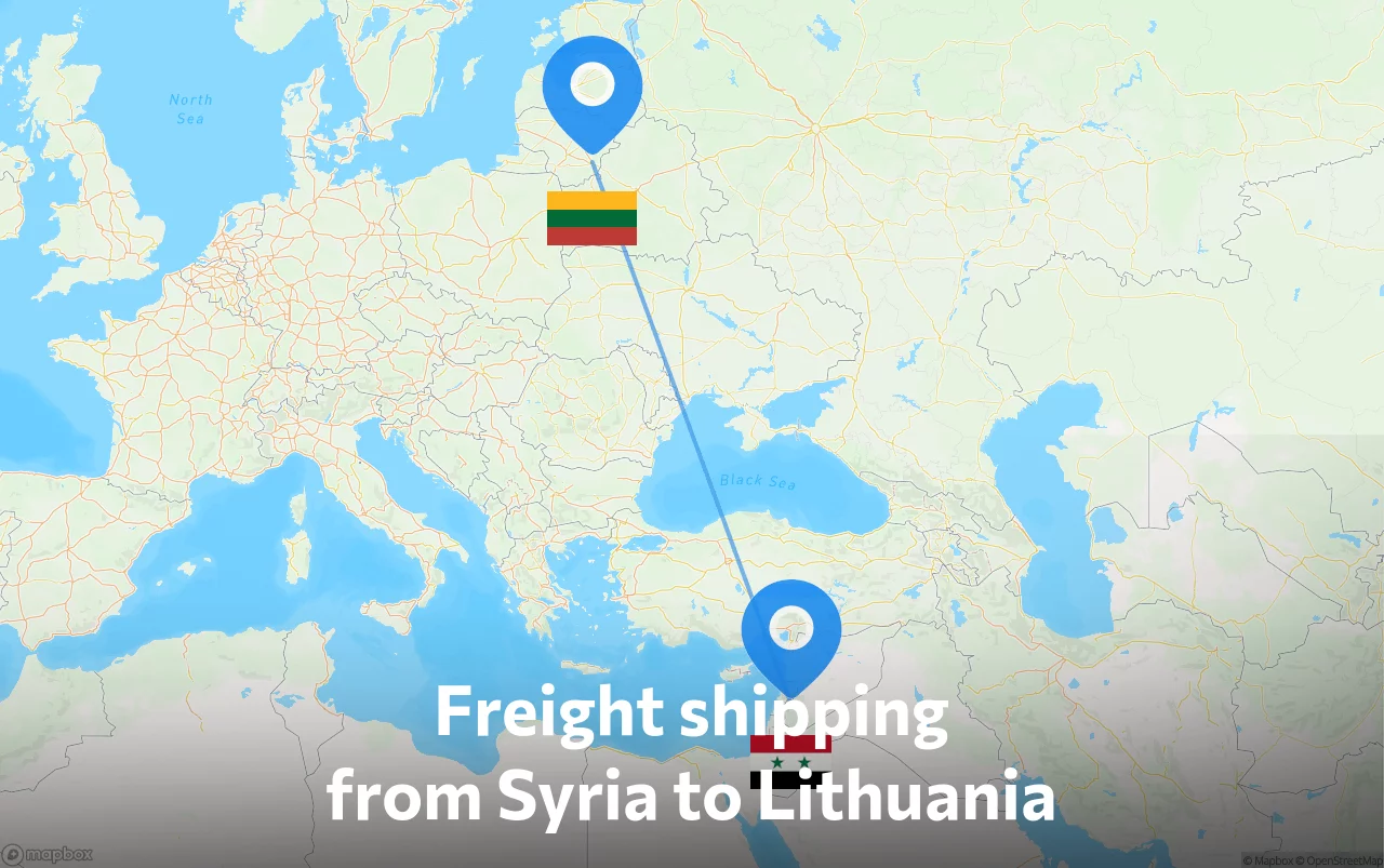 Shipping route from Syria to Lithuania