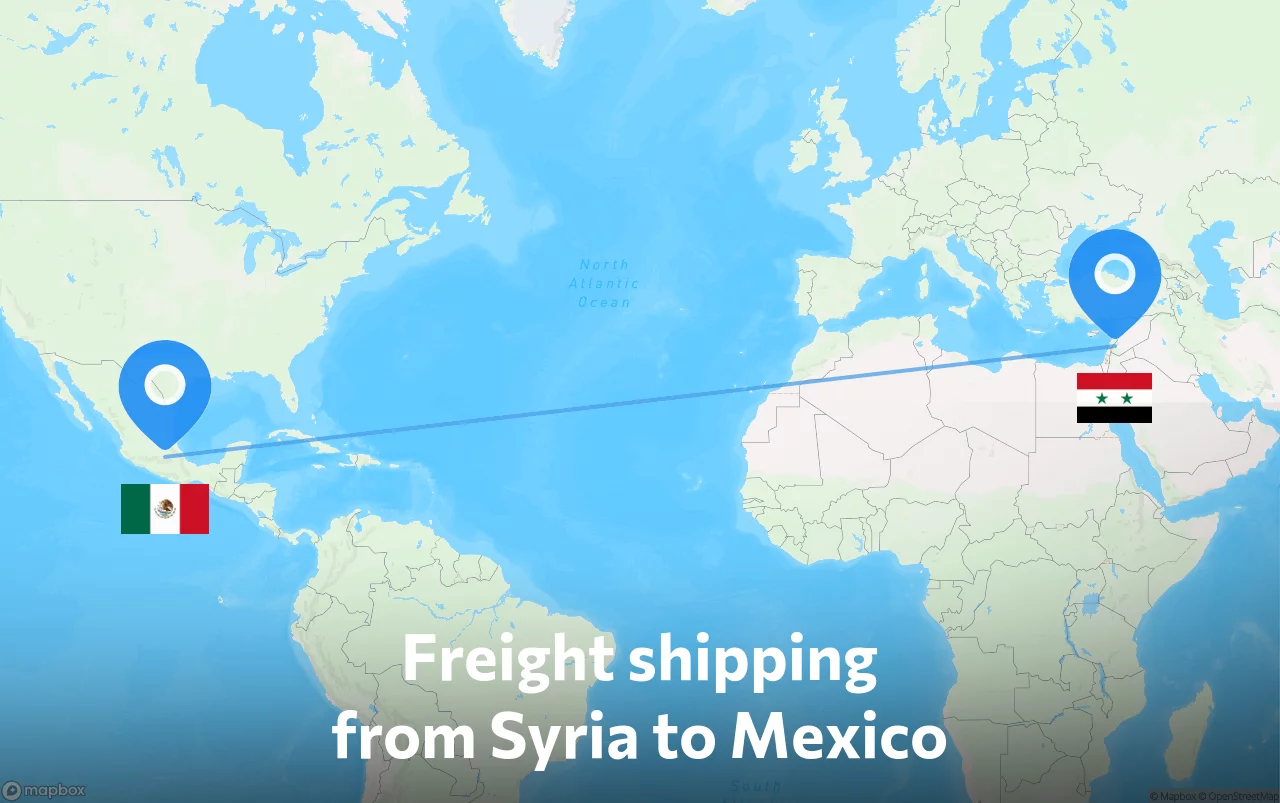 Shipping route from Syria to Mexico