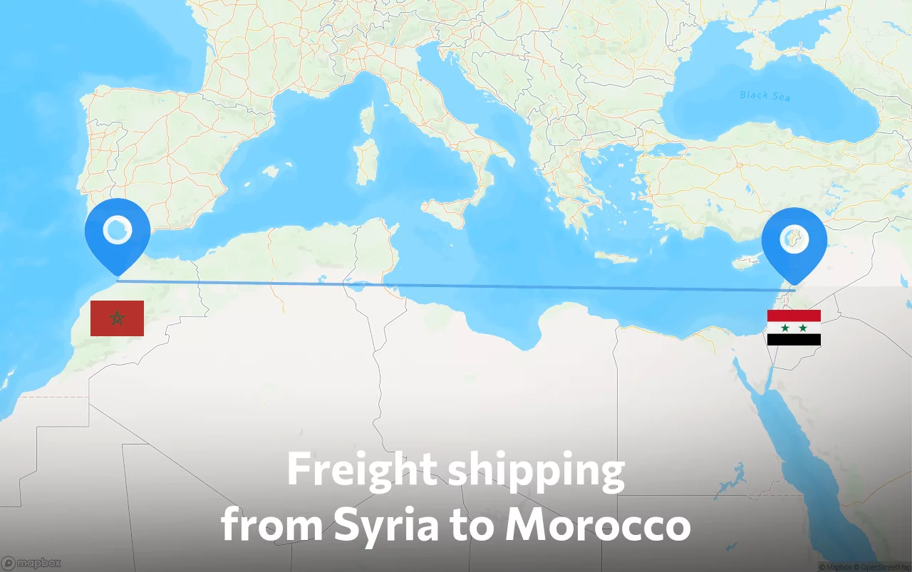 Shipping route from Syria to Morocco