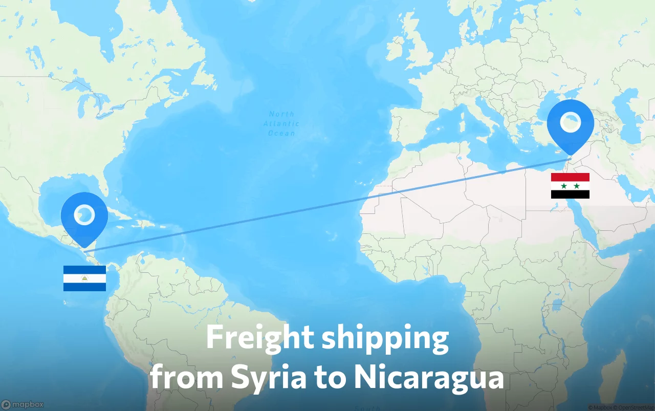 Shipping route from Syria to Nicaragua