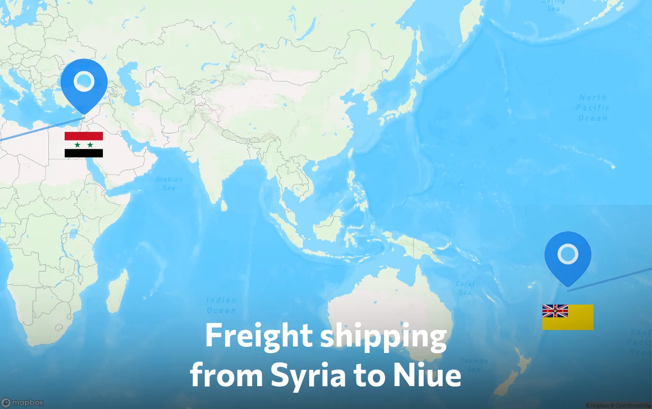 Shipping route from Syria to Niue