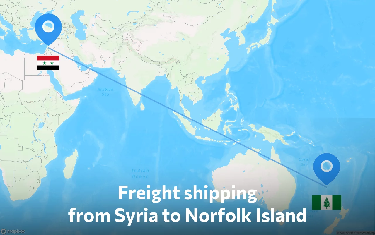 Shipping route from Syria to Norfolk Island