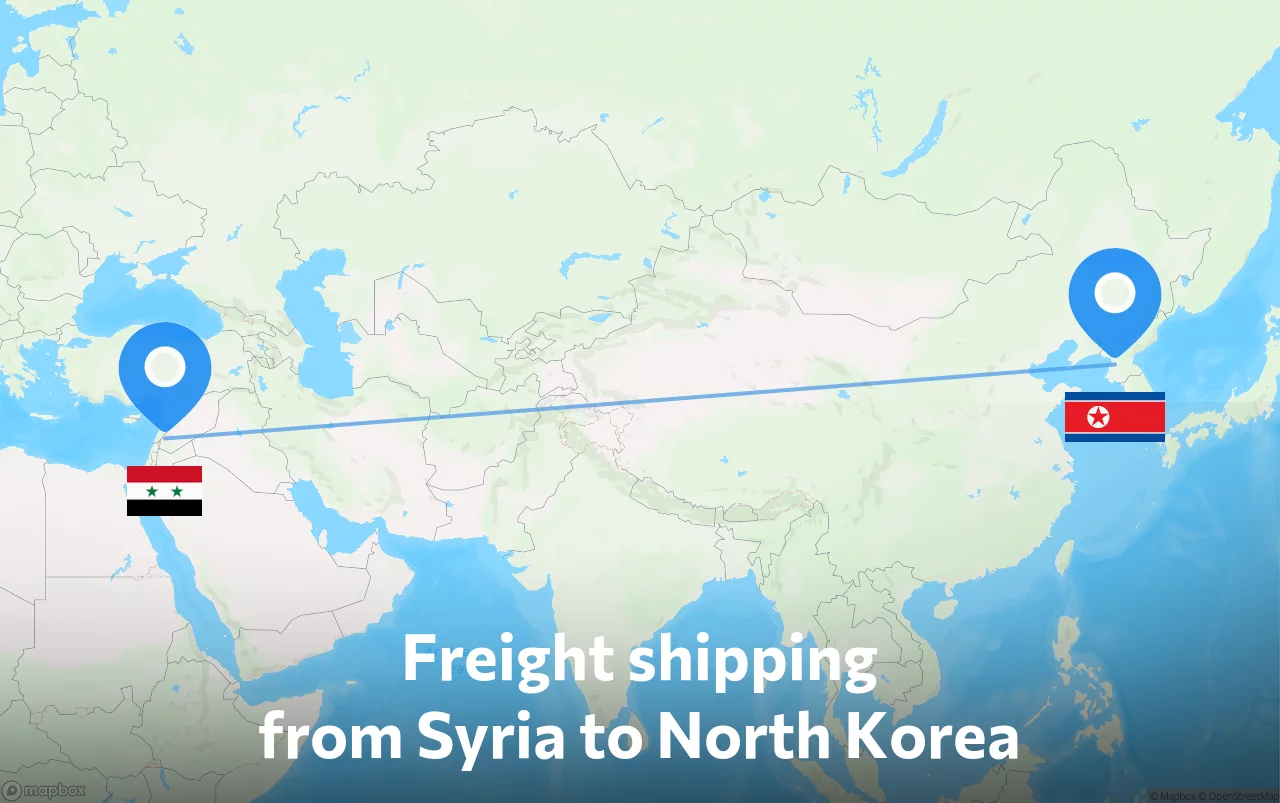 Shipping route from Syria to North Korea