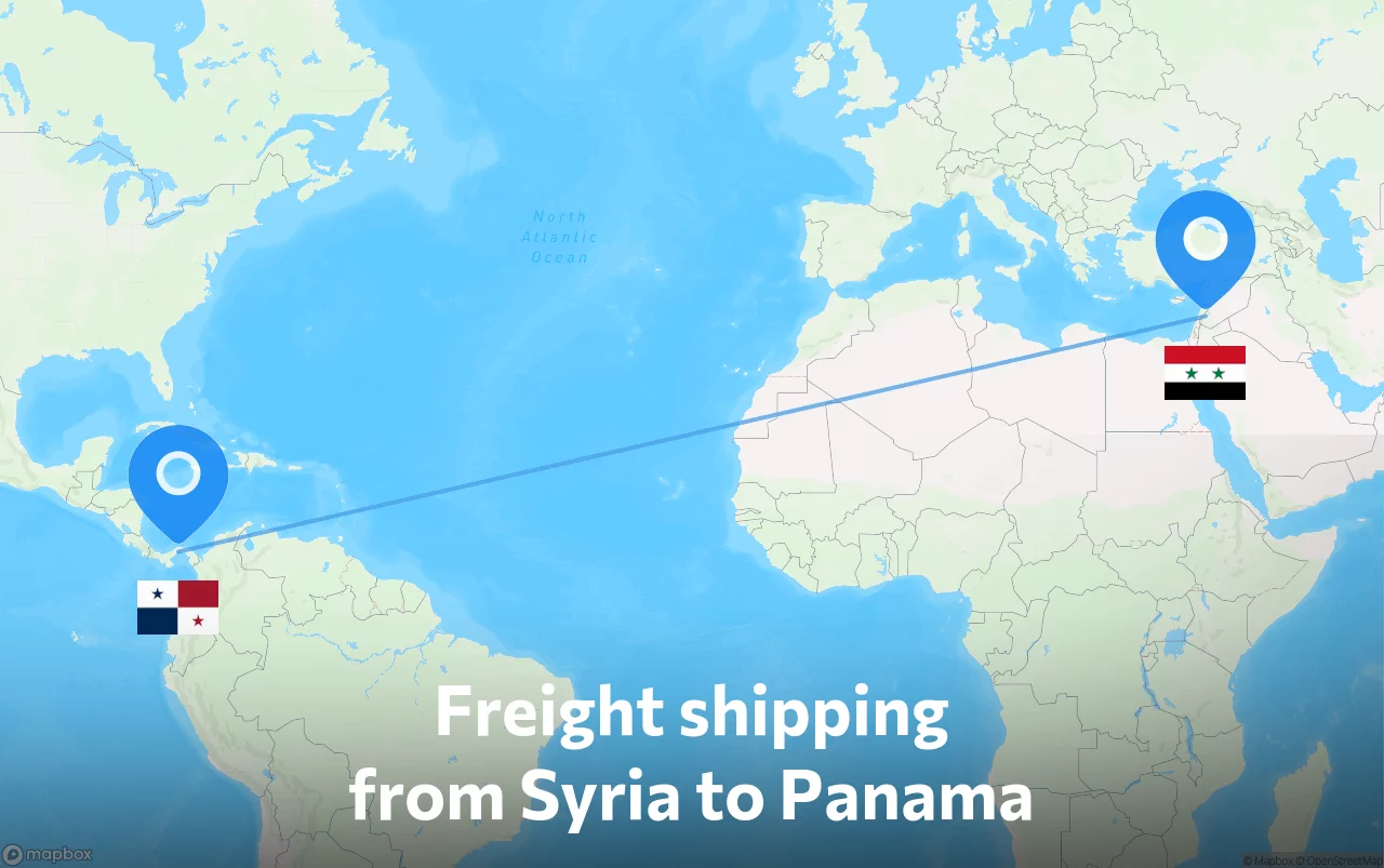 Shipping route from Syria to Panama