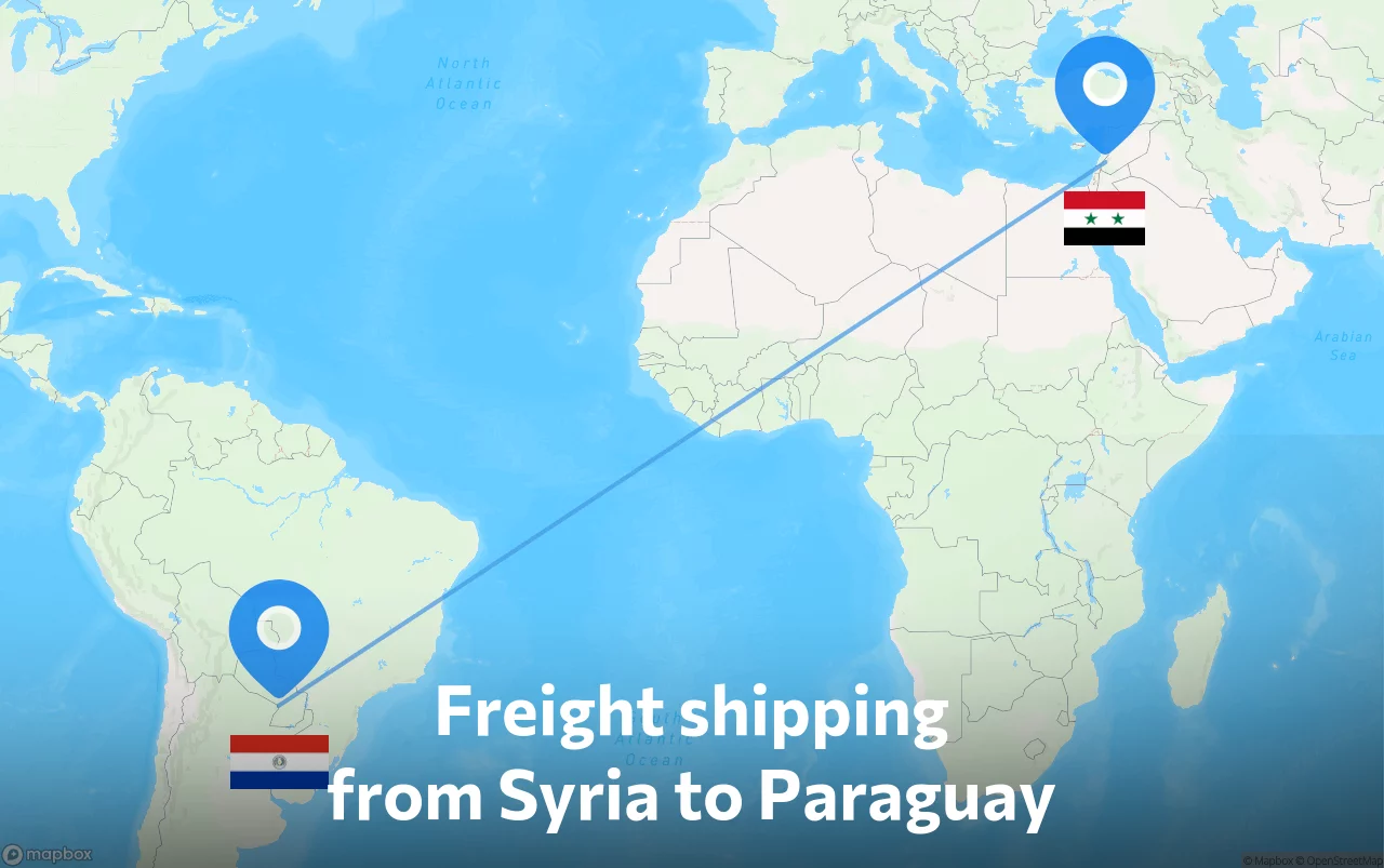 Shipping route from Syria to Paraguay