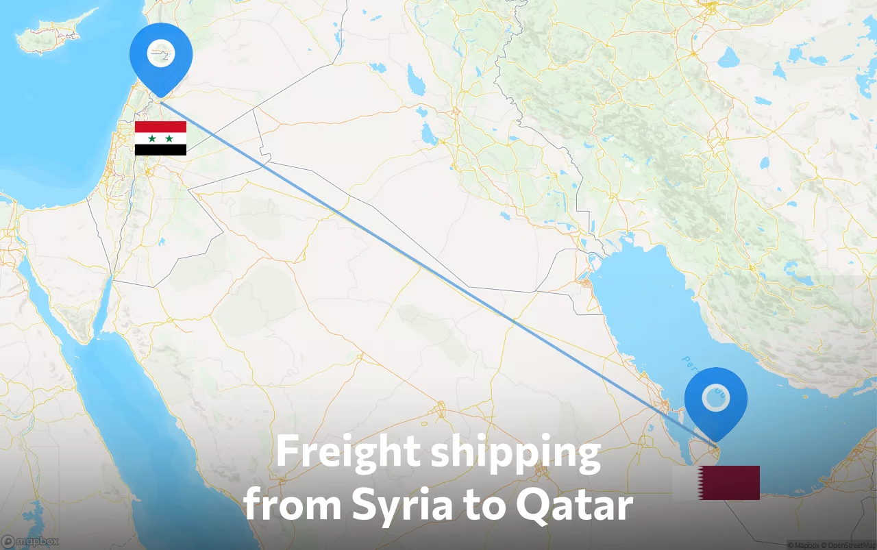 Shipping route from Syria to Qatar