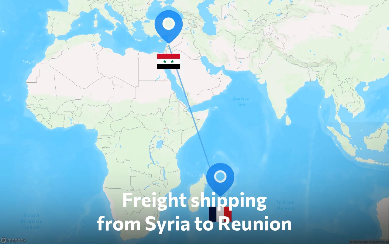 Shipping route from Syria to Reunion