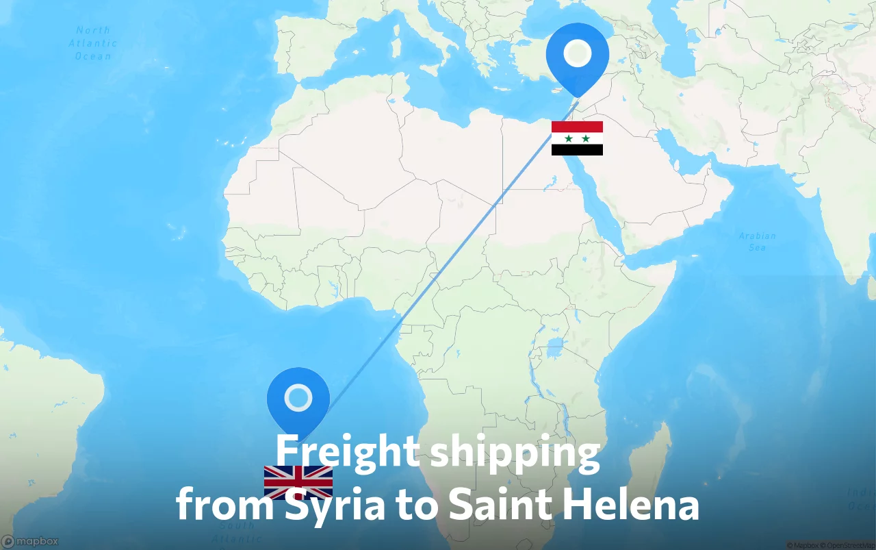 Shipping route from Syria to Saint Helena