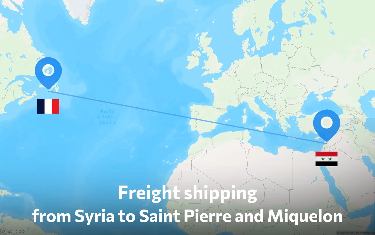 Shipping route from Syria to Saint Pierre and Miquelon
