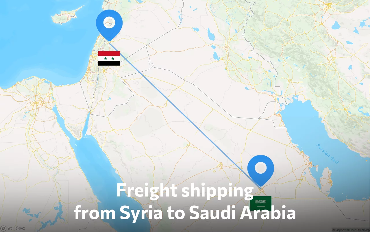 Shipping route from Syria to Saudi Arabia