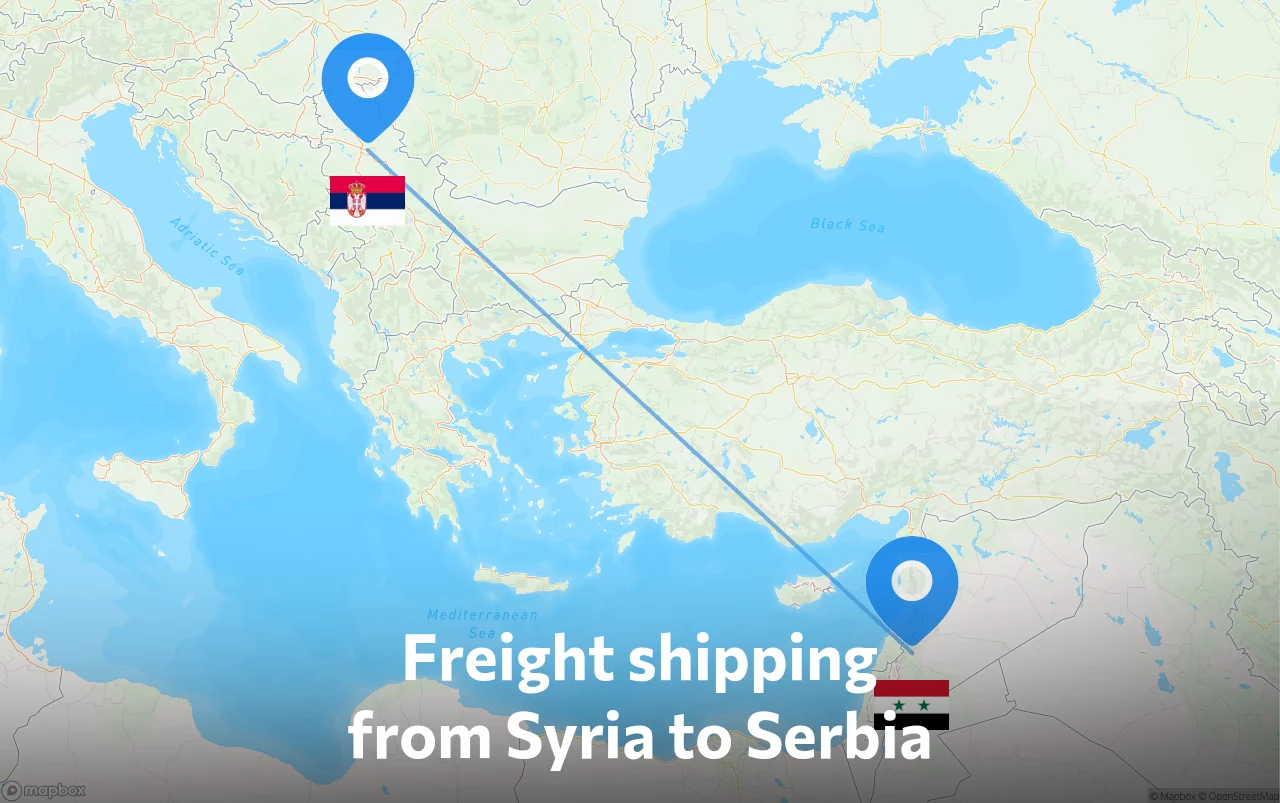 Shipping route from Syria to Serbia