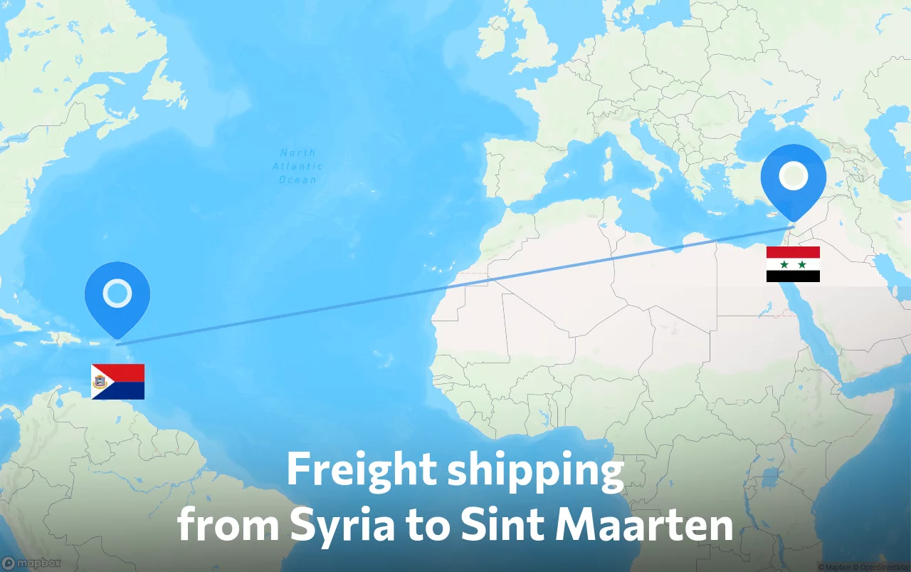 Shipping route from Syria to Sint Maarten
