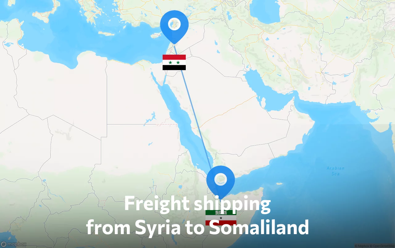 Shipping route from Syria to Somaliland