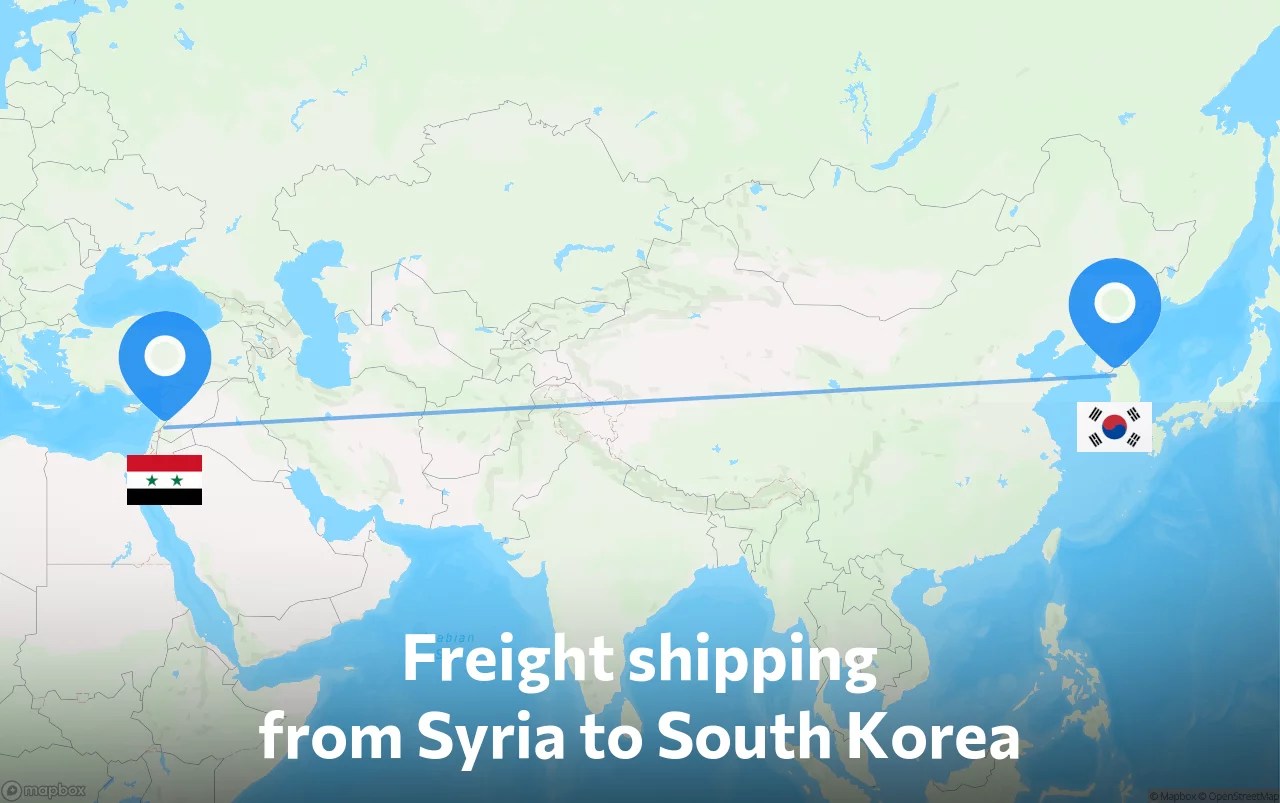 Shipping route from Syria to South Korea