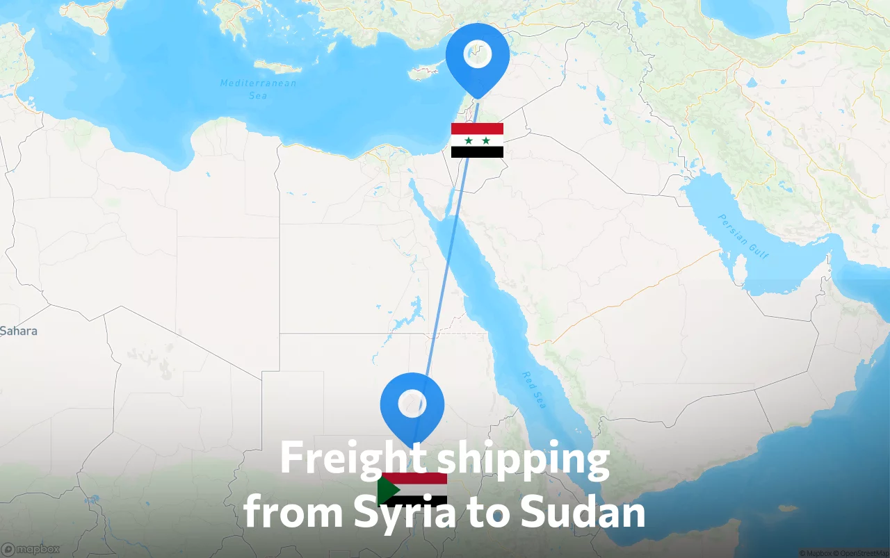 Shipping route from Syria to Sudan