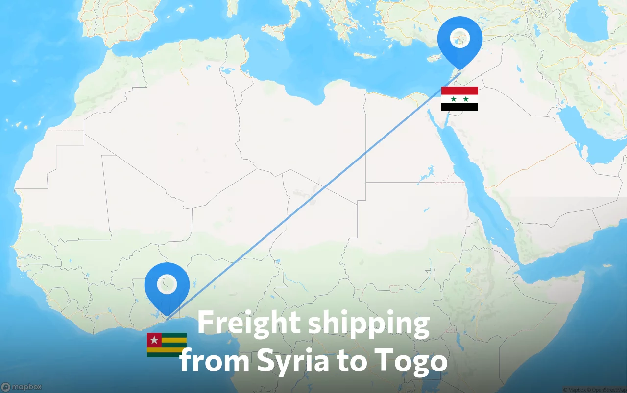 Shipping route from Syria to Togo