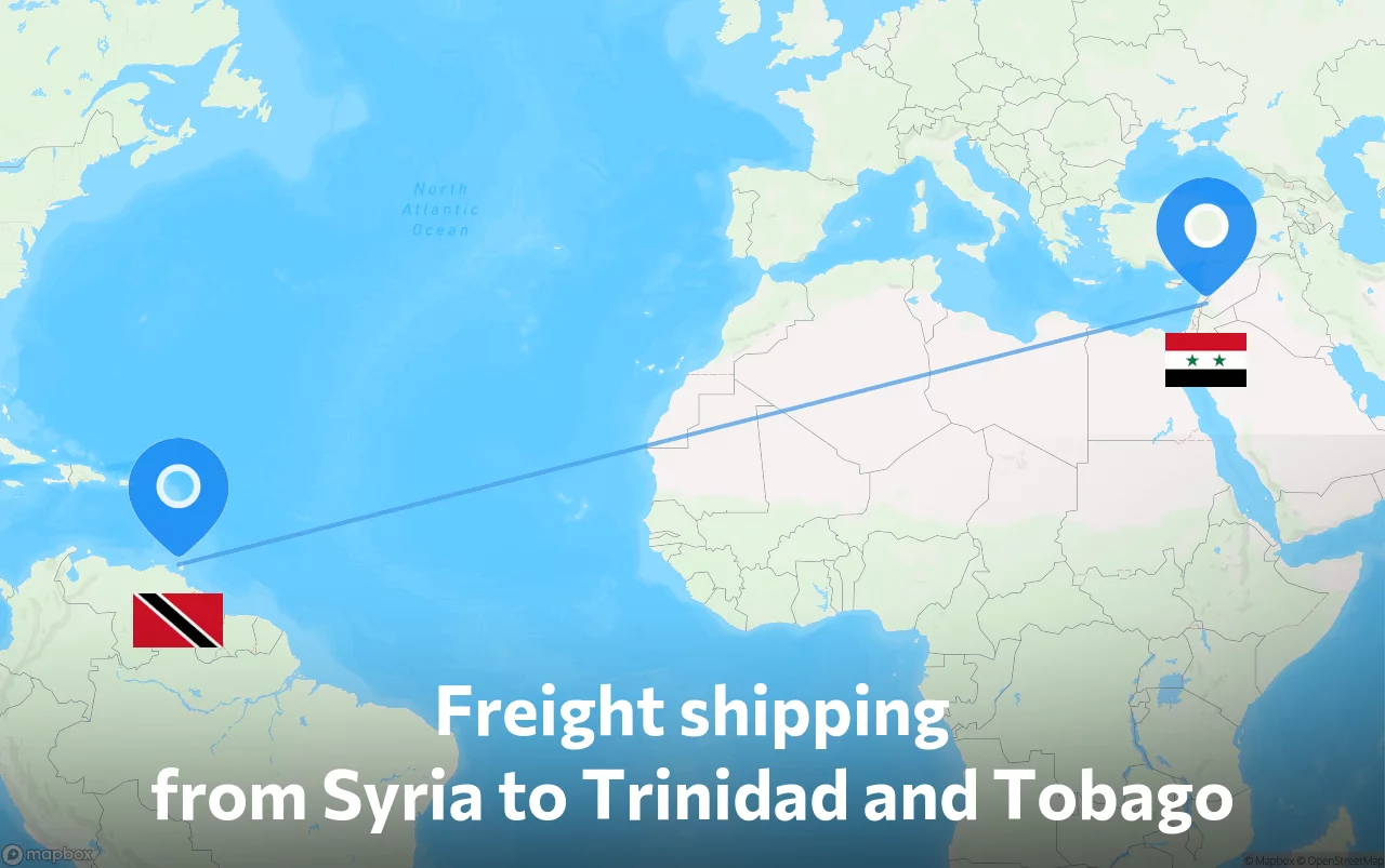 Shipping route from Syria to Trinidad and Tobago