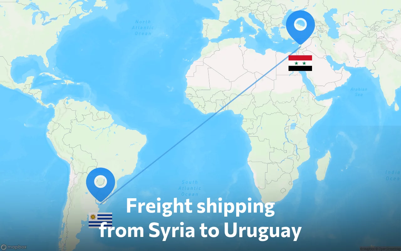 Shipping route from Syria to Uruguay