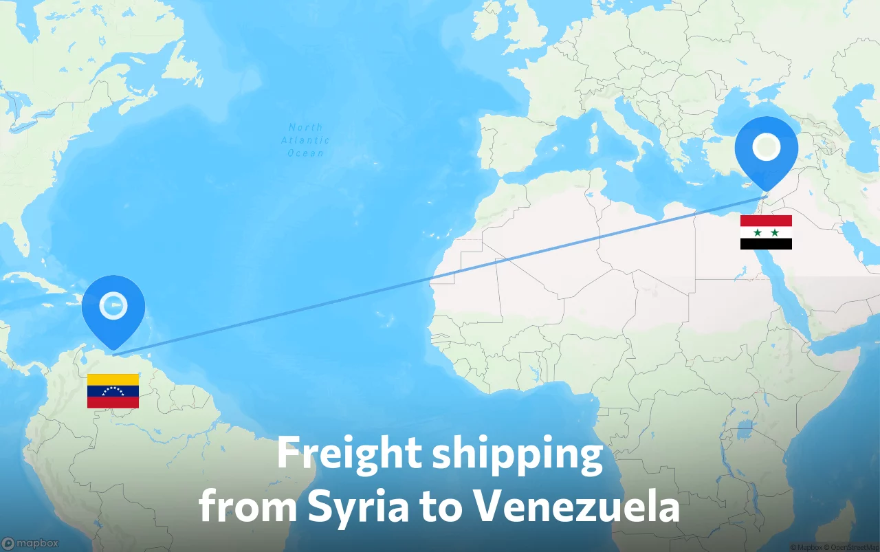 Shipping route from Syria to Venezuela