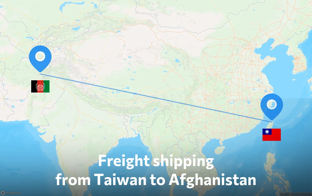 Shipping route from Taiwan to Afghanistan