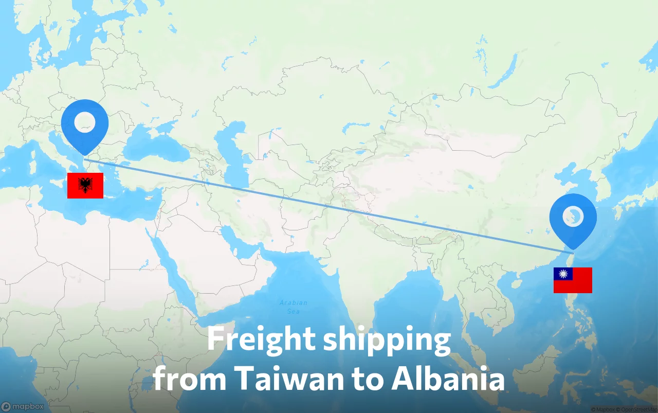Shipping route from Taiwan to Albania