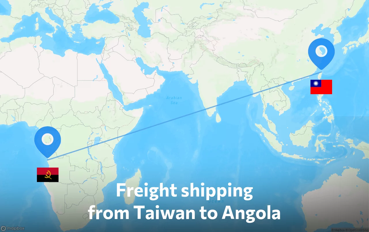 Shipping route from Taiwan to Angola