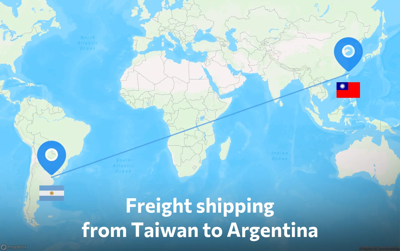 Shipping route from Taiwan to Argentina