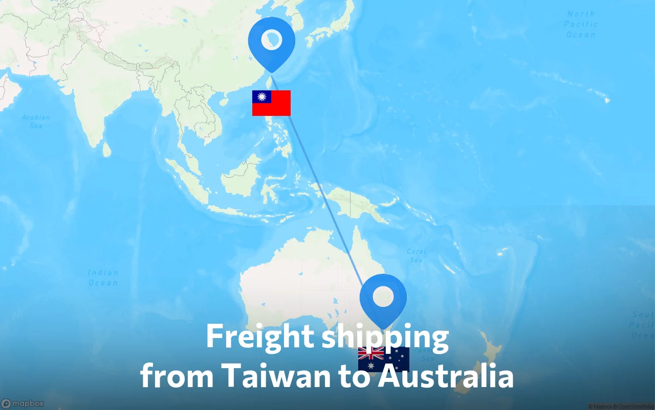 Shipping route from Taiwan to Australia