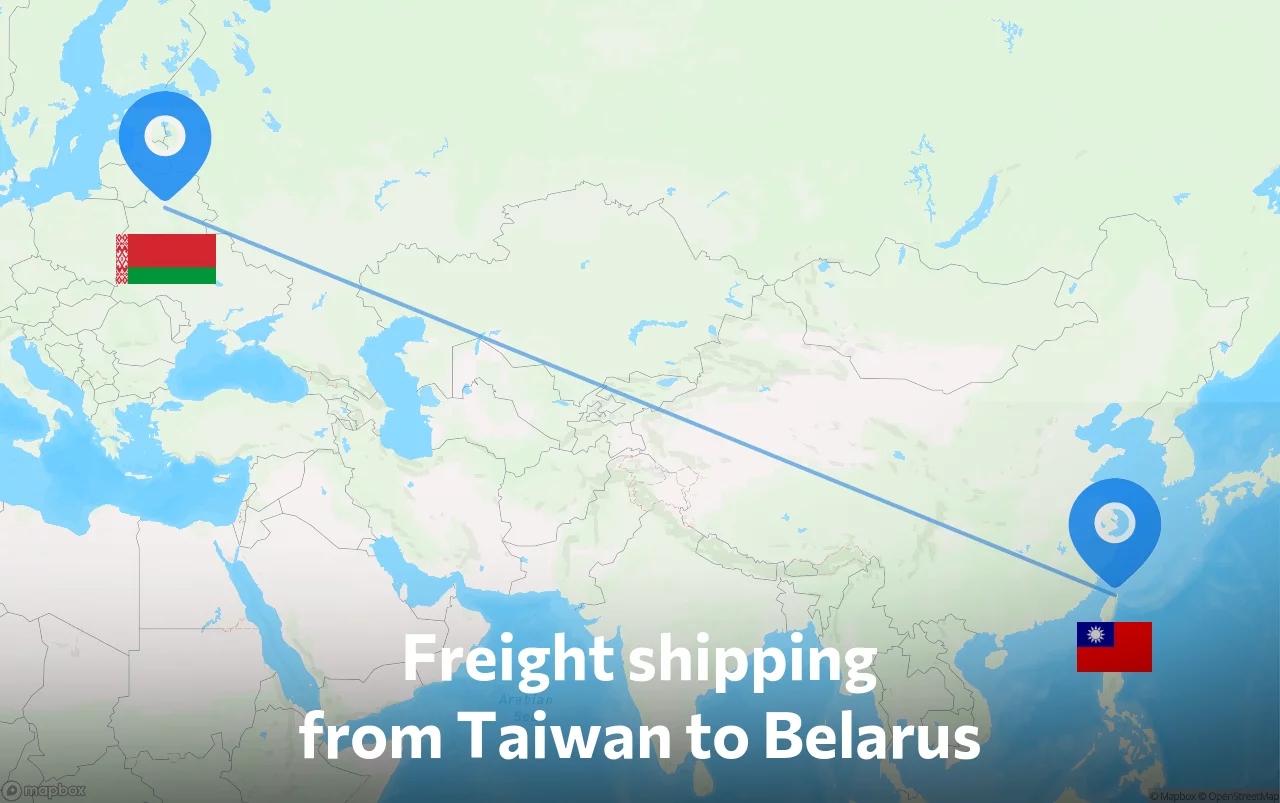 Shipping route from Taiwan to Belarus