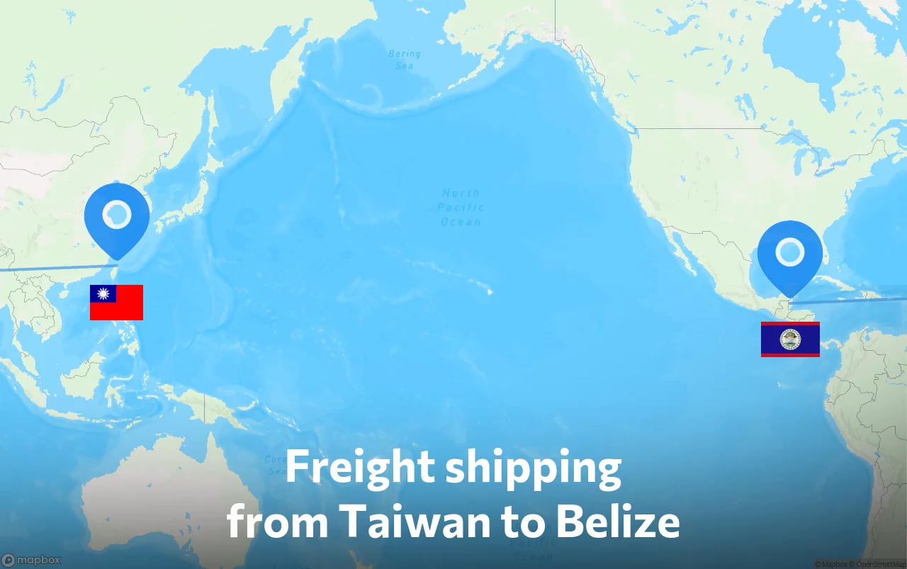 Shipping route from Taiwan to Belize