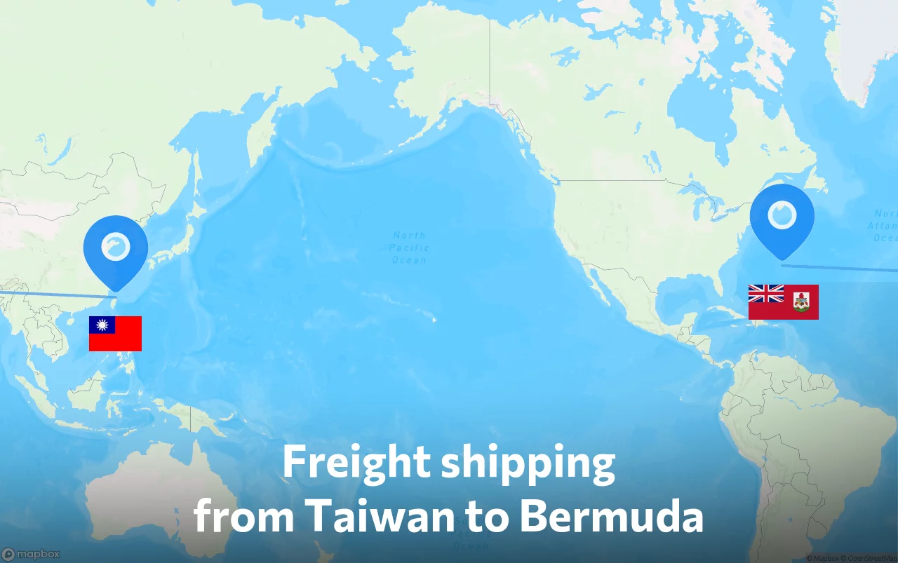 Shipping route from Taiwan to Bermuda