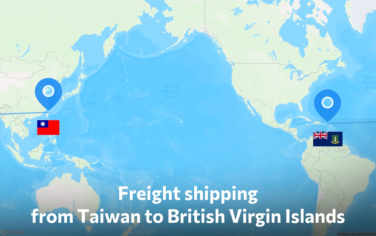 Shipping route from Taiwan to British Virgin Islands