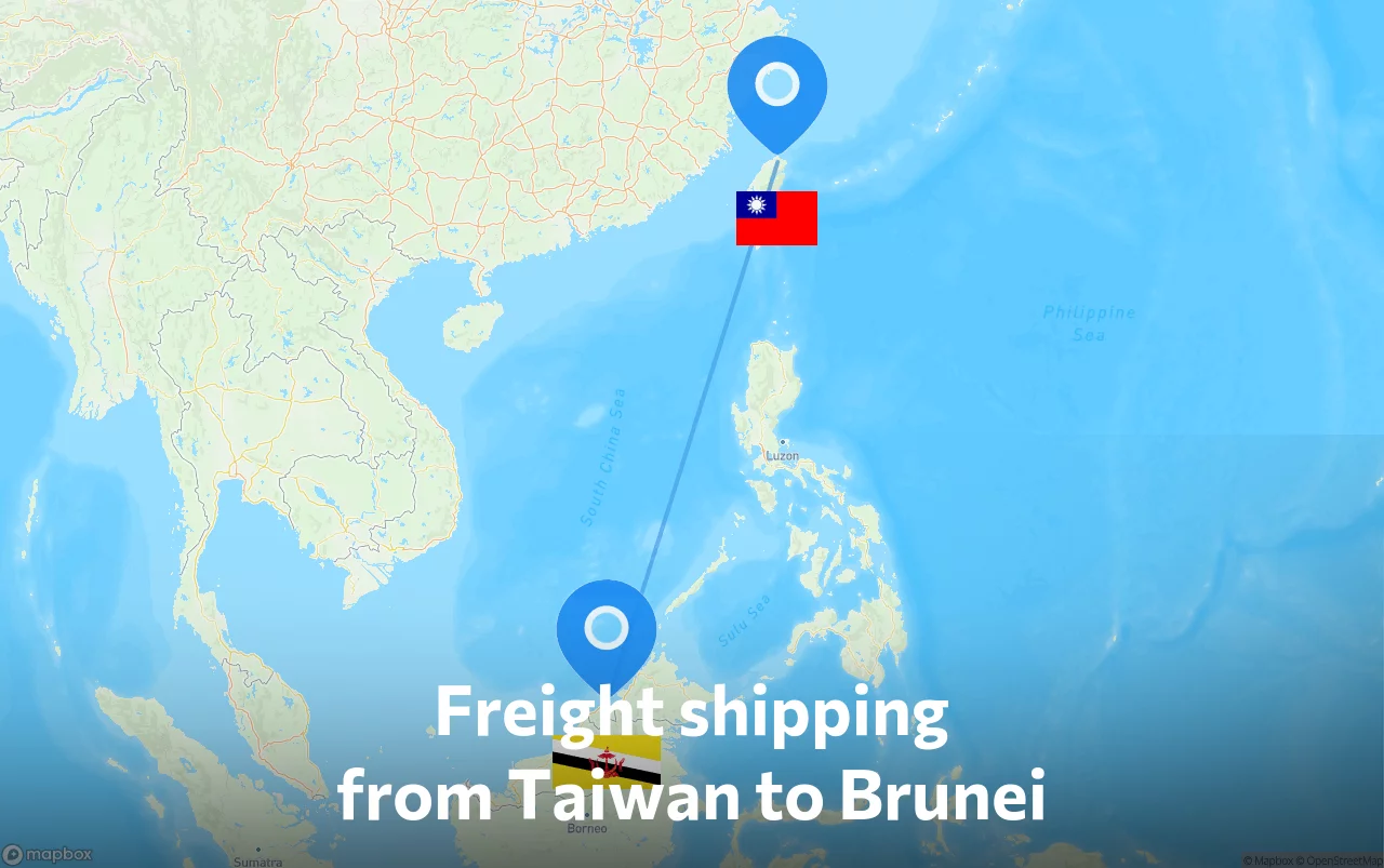 Shipping route from Taiwan to Brunei