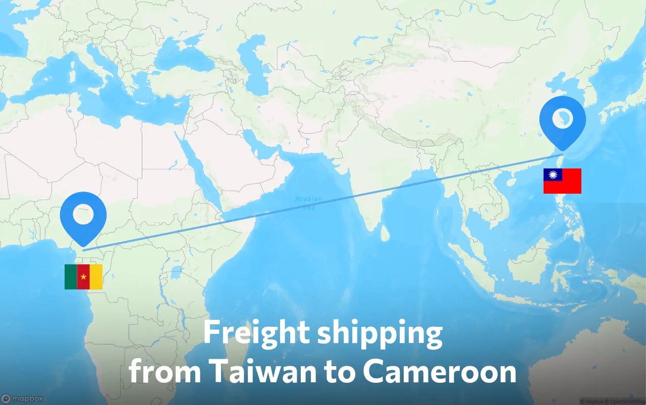 Shipping route from Taiwan to Cameroon