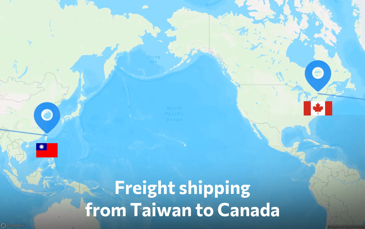 Shipping route from Taiwan to Canada